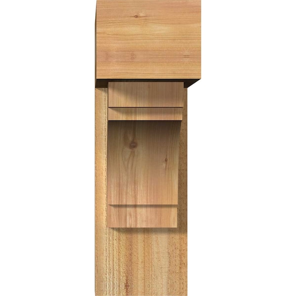 Merced Block Rough Sawn Bracket W/ Offset Brace, Western Red Cedar, 8W X 24D X 24H